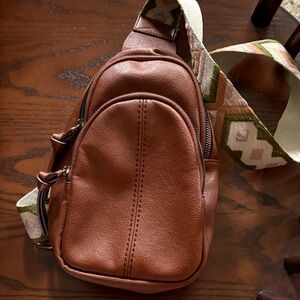 Sonoma Tan Belt Bag with Patterned Strap.   #12